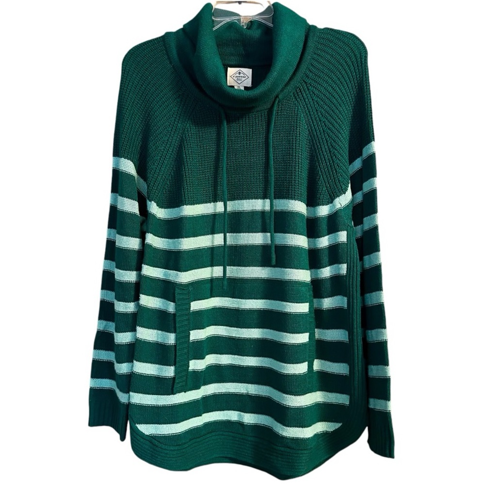 St John’s Bay Striped Cowl-Neck Sweater, EUC, XL